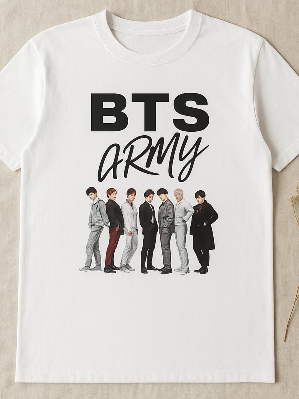 BTS ARMY Graphic T-Shirt | White K-Pop Fan Tee | BTS Group Print | Unisex Music